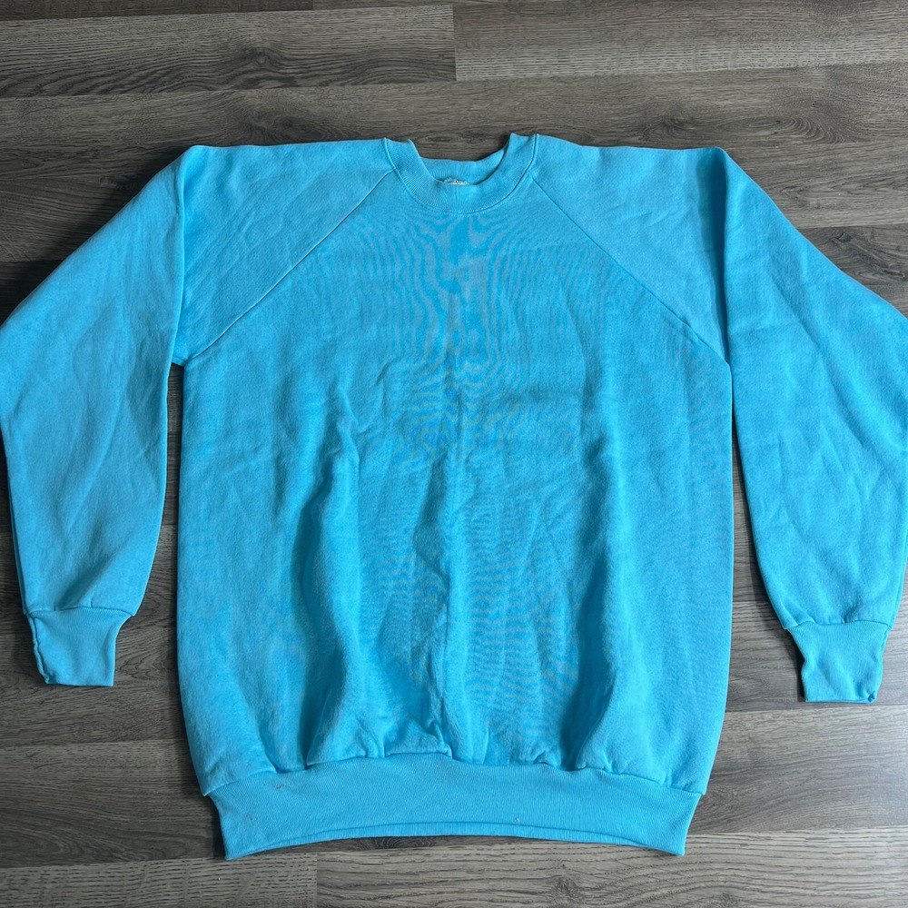 VTG Raglan Sweatshirt Mens XL Fruit of the Loom 1980s Deadstock Blue Made in USA